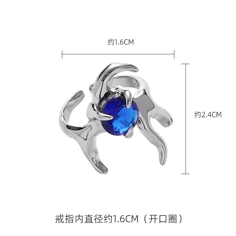 

Korean dark blue glass ring sweet cool wind Spice girl pair ring couple jewelry wholesale