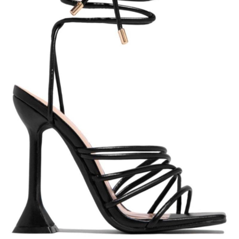 Nouveau Style Mode Été Talons Hauts Femmes Lacets Sexy Femme Escarpins Sandales Gladiateur Chaussures de Fête de Mariage à Talons Grande Taille 35-43