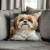 Adorable Shih Tzu-Printed Pillowcase for a Cozy Home Decor Sofa Cushion Cover, Home Room Dormitory Decoration, 2D Printing