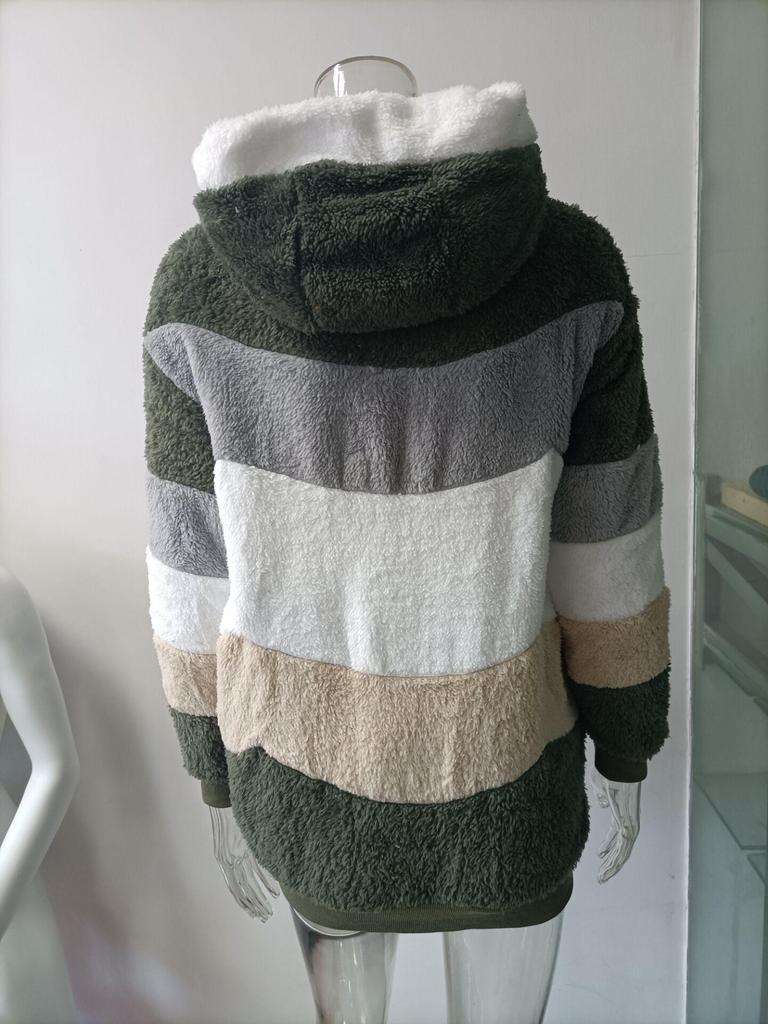Women's Multi-Color Loose Plush Hooded Jacket for Autumn/Winter 2026