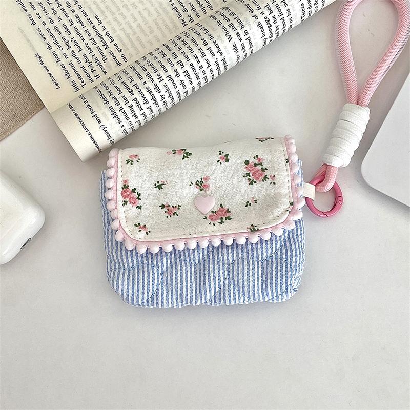 Floral Coin Purse Portable Clutch Bag Lipstick Earphone Sundries Storage Bag Wallet Pouch Mini Makeup Bag