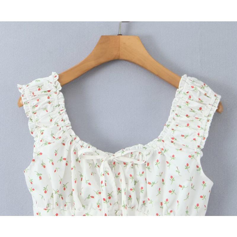 2026 European & American Sweet Floral Camisole and Low-Waist Skirt Set