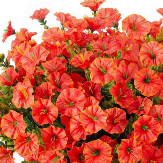 Artificial Morning Glory Flowers for Outdoor UV Resistant Faux Plastic Plants for Home Planter Porch Yard Window Decor