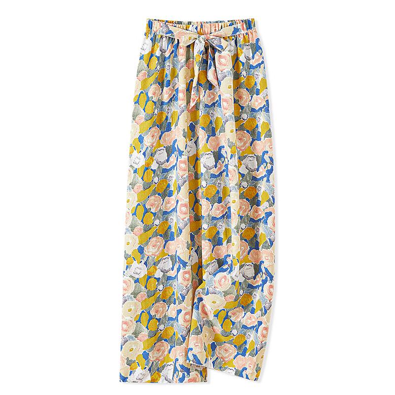 Women s Resort Style Elastic Waist Printed Wide-Leg Pants One Size