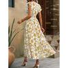 New Summer V Neck Printed Midi Dress Women's Casual Fashion Dress for Outdoor Daily Wear
