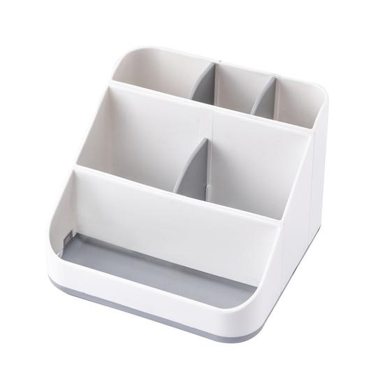 Bathroom Storage Box with 6 Compartments Large Capacity Non-Slip Design Toothbrush Toothpaste Holder Countertop Vanity Organizer