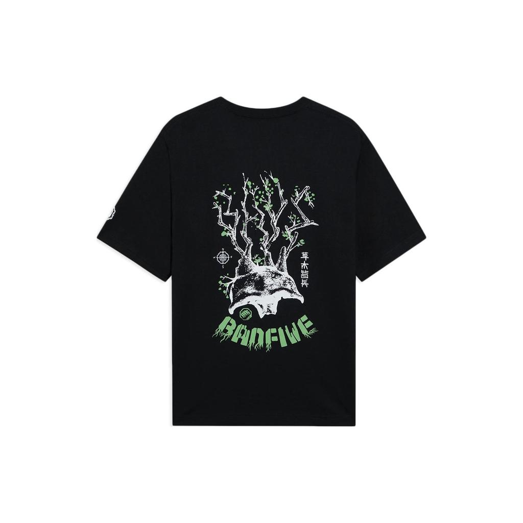 Li-Ning Anti-Wu Herbs And Warriors Series Letter Print Short Sleeve T-Shirt Men Tops Black AHSS725-3