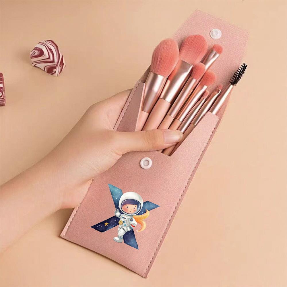 Premium Makeup Brushes Kit 8 Pieces Portable Blush Concealer Eyeshadow Brushes Synthetic Bristles Astronaut Letter Pattern