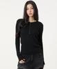 UNKNOWN PLANET Button Ribbed Knit Top Black