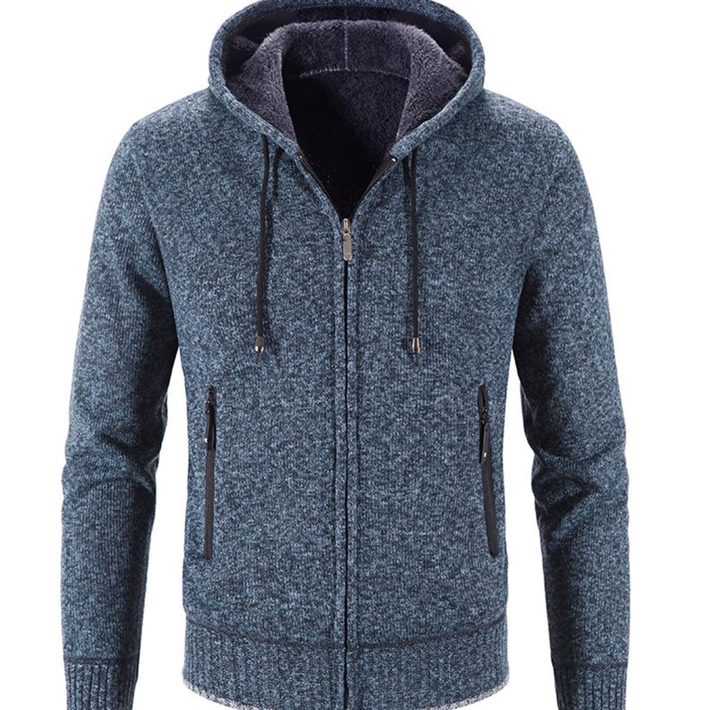 Men  Knitted Sweater Sweater Hooded Hood Zipper Cardigan