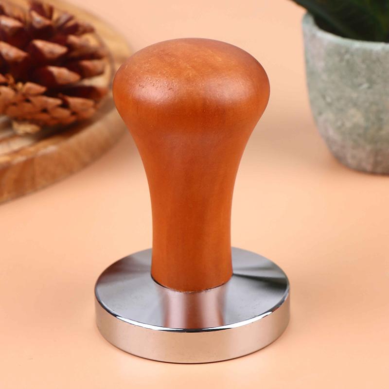 49/51/53/58mm Dřevěný pěchovadlo na kávu Vnitřní pružina Vyvážená síla Kávový kladivo Nerezová základna Nástroje pro baristy