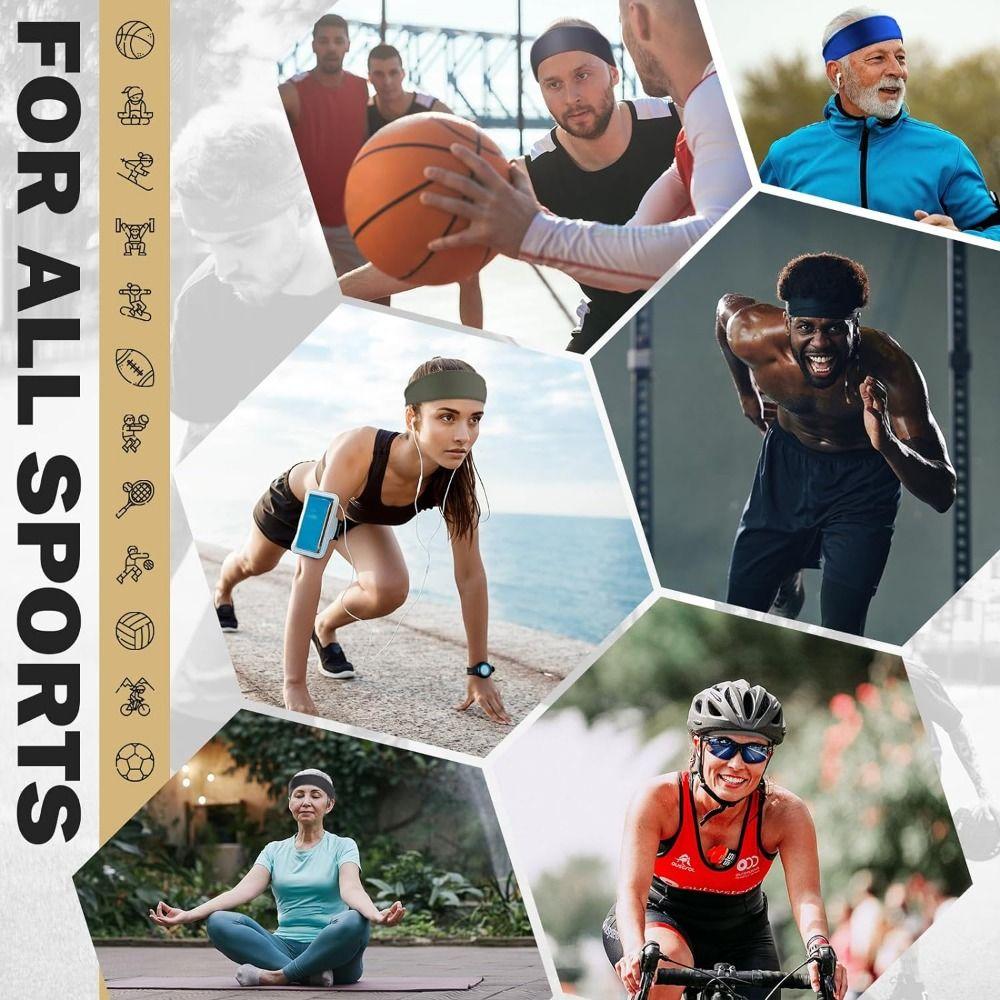 Non Slip Workout Headbands for Men Quick-Dry Men‘s Sports Hairband Stretchy Sweatband  Fitness