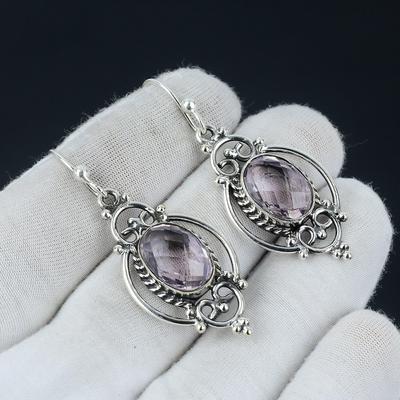 Pink Kunzite Earring, Pink Kunzite Silver Earring, Pink Kunzite Stone Earring, 925 Sterling Silver Earring, Gemstone Earring, Dangle Earring