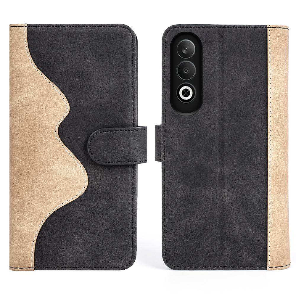 For OnePlus Nord CE4 5G/Oppo K12 Case Wallet Two-Color Splicing Leather Phone Cover