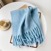 Wool Scarf Autumn And Winter Solid Color Mohair Scarf High-End Thickened Warm Fringed Shawl