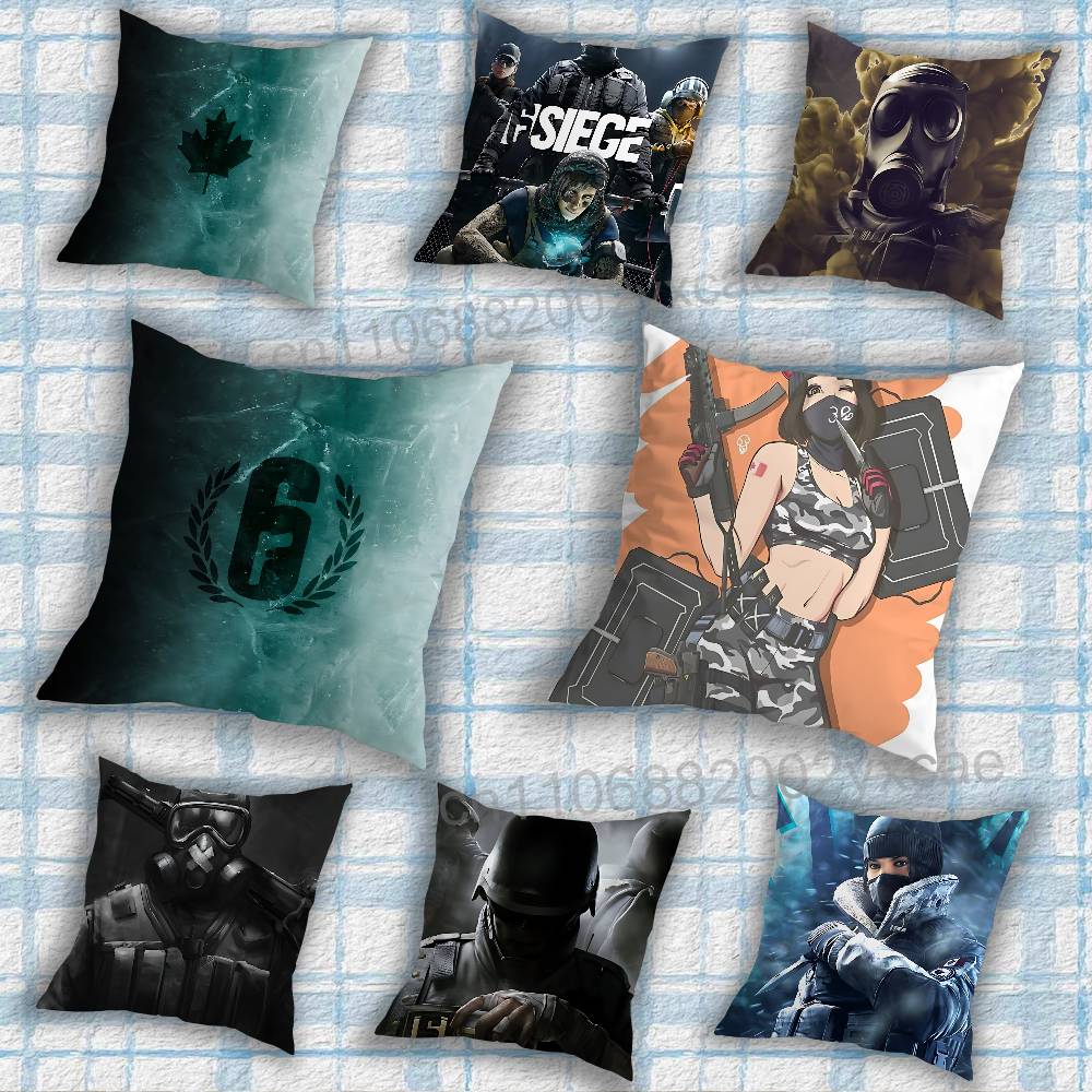 Solid Snake Game Rainbow Six Pillow Case Square DoubleSided Printing Short Plush Sofa Cushion Cover Bedroom Bedside Pillow