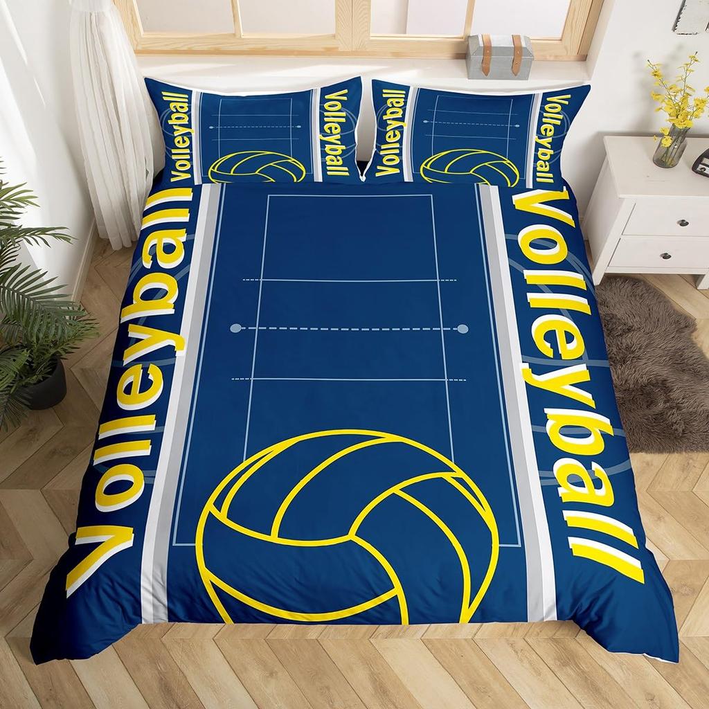 Volleyball Sport Bedding Set Sports Theme Duvet Cover King Queen Watercolor Volleyball Comforter Cover Ball Game Quilt Cover