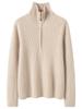 Women's Autumn/Winter 2026 Half-Zip Cashmere Sweater - Lapel Vertical Stripe, Gentle Style Loose Slimming Knitwear
