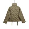 Womens Oversized Cotton Blend Puffer Jacket With Stand Collar Zip Front Large Pockets