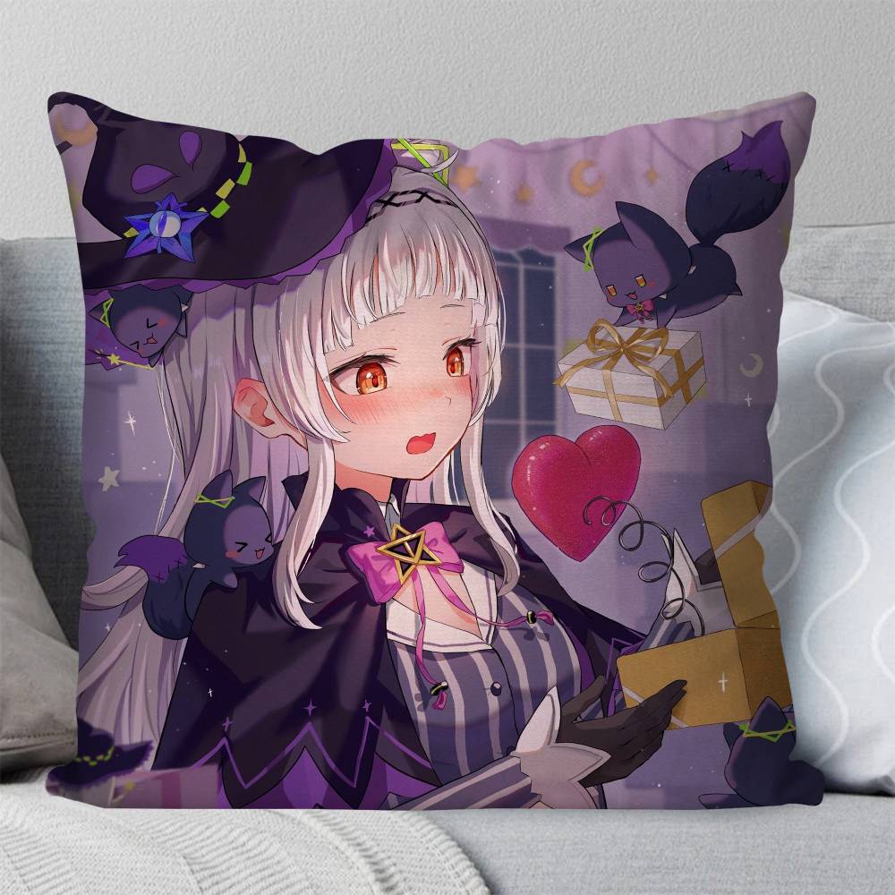 Murasaki Shion Anime Hhololive Pillow Case Fashion Square Pillowcase Bedroom Sofa Room Ins Decoration Leisure