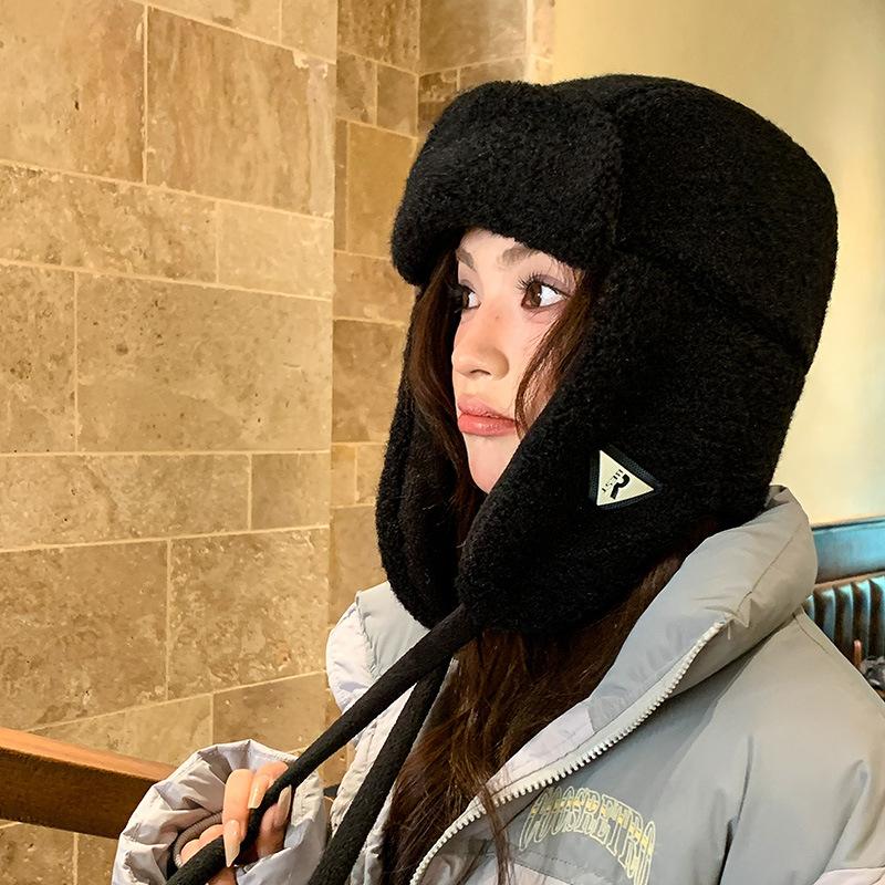 Winter fashion cute hat outdoor pullover cycling hat women's velvet thickened thermal ear protector