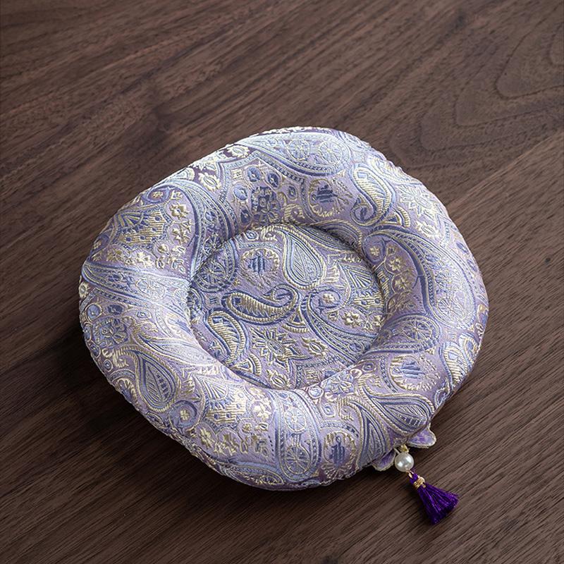 1PC Tea Ceremony Mat Decorative Table Mat 3D Butterfly Chinese Style Teapot Mat Heat-Resistant Fabric Coaster Round with Tassels