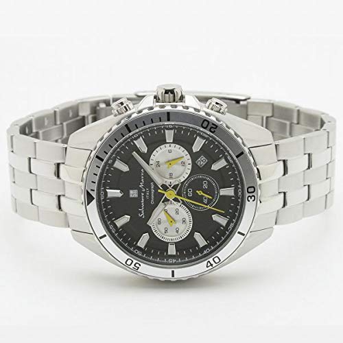 Authentic Salvatore Marra SM19113-SSBK Chronograph Men's Watch with Metal Strap [Parallel Import]