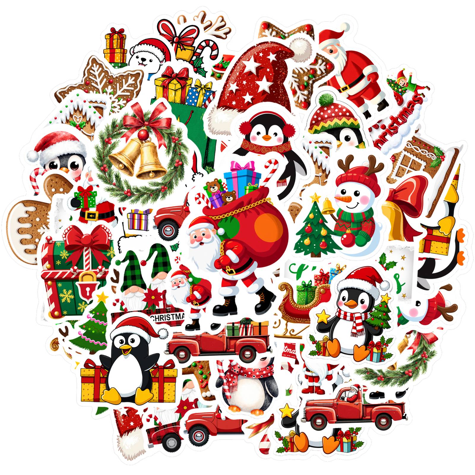 

1set Cute Christmas Stickers Merry Christmas Santa Claus Elk Stationery Sticker For Luggage Laptop Suitcase Xmas Graffiti Decals