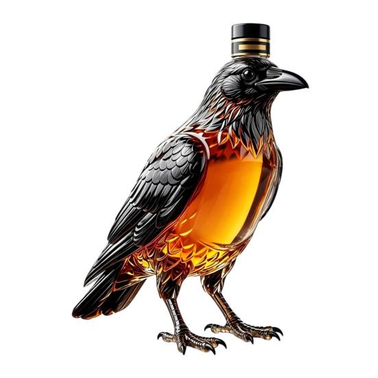 Fine Wine Server Crow Whiskey Decanter, 350ml Capacity Liquor Glass Bottle, Craft Container Decorative Alcohol Dispenser for Home Kitchen Bar Holiday