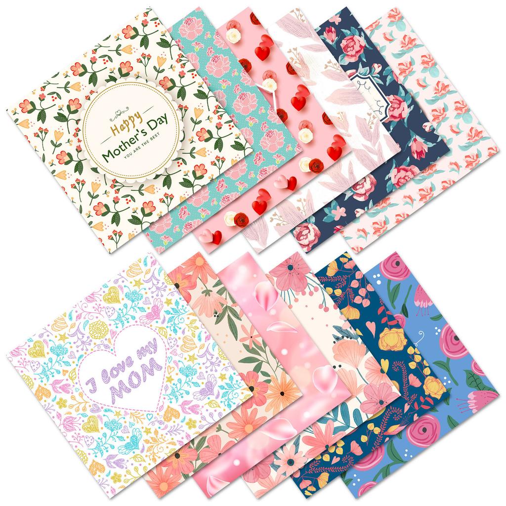12 Sheets/Each Pack Of Small Floral Mother Plot Background Paper, Warm Color Hand Account Hand Account Diy Background Cardboard