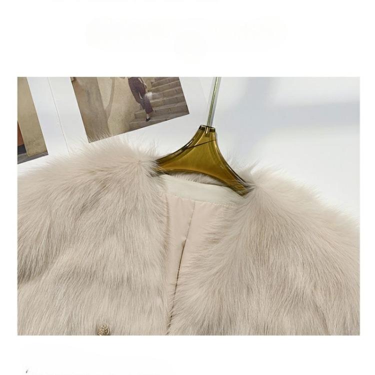 Modischer, umweltfreundlicher, einfarbiger Kunstfuchspelzmantel für Damen mit elegantem Temperament