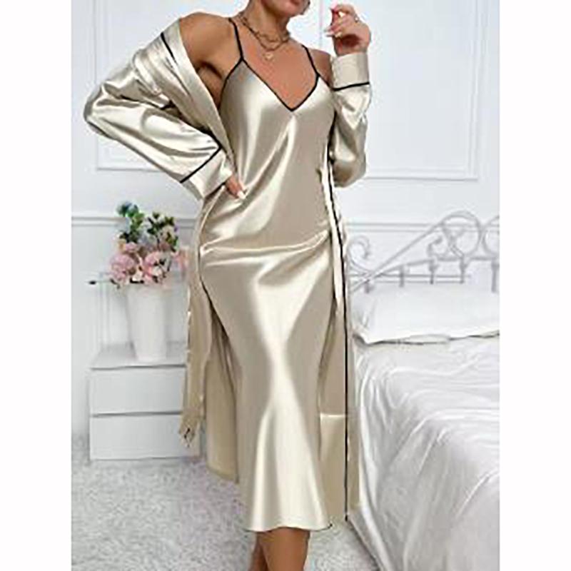 Women's Pajamas Set Long Sleeve Comfortable Loose Slip Skirt Women's Pajamas