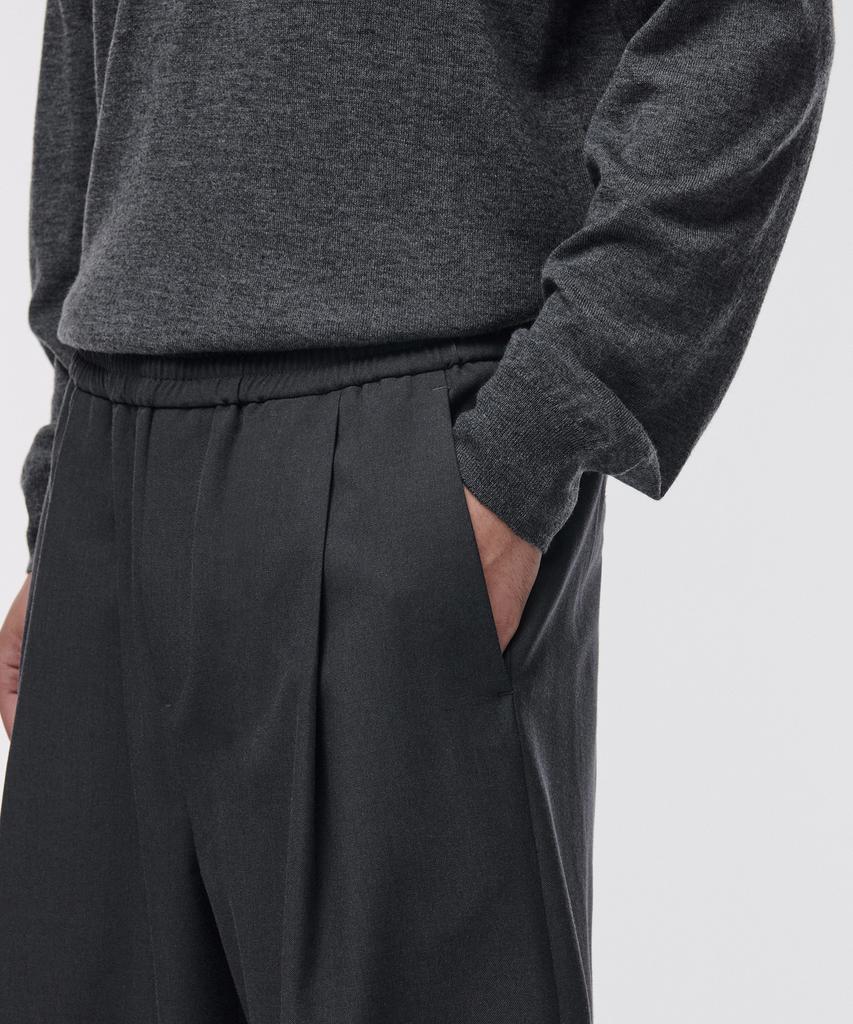 Musinsa Standard One-Pleat Wide Elastic Waist Slacks [Gray]