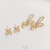14K Gold-Filled Zircon Rabbit Stud Earrings with 925 Silver Pins and DIY Inlaid Style.