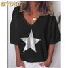 Blusas y Camisas Casuales de Moda para Mujer de Manga Corta con Cuello en V