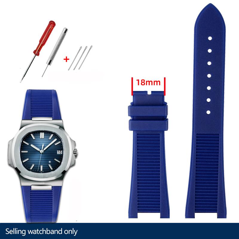 25*13mm Silicone Rubber Watchband For Pa-tek Philippe Nautilus Series 5711/5712/5980 Waterproof Sports Strap Bracelet Brown Blue