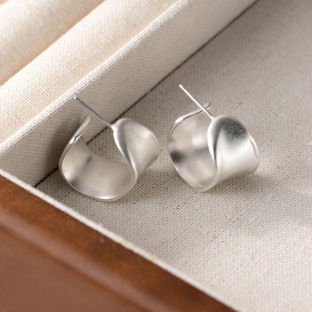 925 Sterling Silver Vintage Shinning Moon Shape Earrings For Women Trendy Earring Jewelry Prevent Allergy Party Accessories Gift