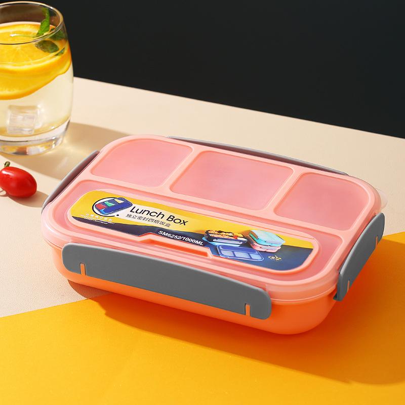 Cutie de prânz Cutie Bento pentru Adulți, Recipiente pentru Cutie de Prânz pentru Copii Mici, Copii, Adulți, Etanșă, Microunde, Mașină de Spălat Vase, 4 compartimente