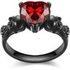 Gothic Skull Black Rose Flower Rings Women Purple Red Heart Crystal Valentine's Day Anniversary Engagement Mother's Day  Jewelry