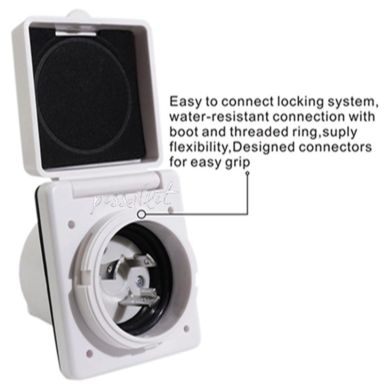 RV Marine Power Cord Twist Electrical Lock White Inlet with Waterproof Cover 125V 30A New Adapters Sockets Car Accessories New
