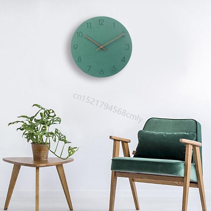 Stille Wanduhr ohne Ticken Holz Dekorative Wanduhr Batteriebetrieben 6XDE