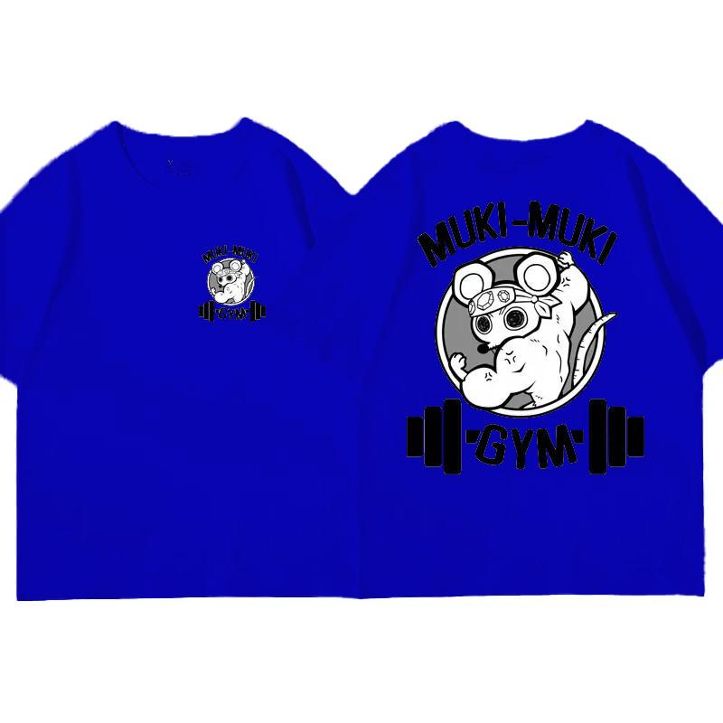 Anime Demon Slayer Uzui Tengen Print T-shirts Unisex Funny Ninja Mice Muki Muki Gym T Shirt Muscular Mouse Oversized T-shirt