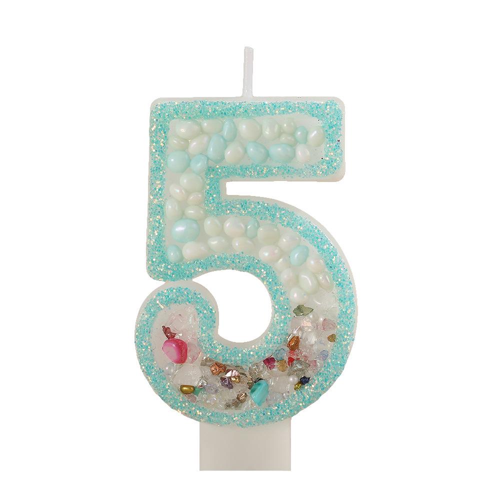 Handmade Double Color Swan Stone Number Candle for Children's First Birthday Cake