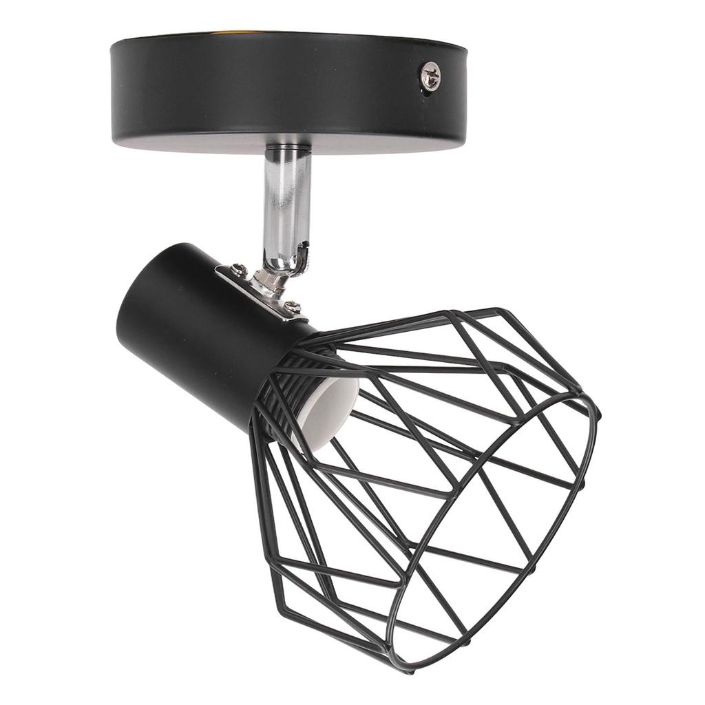 Wall Lamp Holder with Metal Cage E14 Industrial Style Metal Vintage Wall Sconce Holder Matte Black