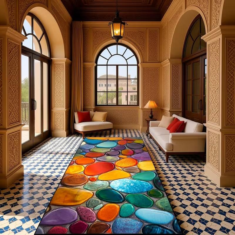 

Long Strip Carpet Colorful Stone Splicing Home Decor Carpet Modern Decoration Carpet Corridor Balcony Lobby Decoration Carpet 40X120CM