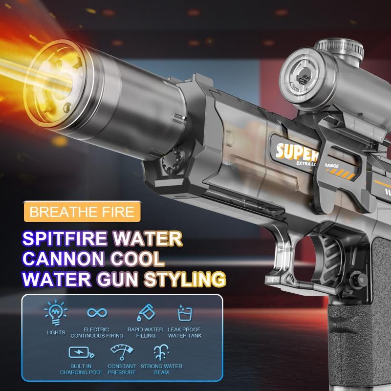 Firelight Electric Auto Water Gun - Integrated Linked Recoil & Pulse Flame Light Effects, Water Fight Toy