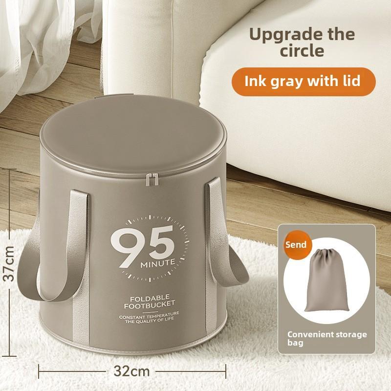 Cadă portabilă pliabilă pentru picioare, găleată pliabilă pentru spa picioare cu capac, înmuiere profundă pentru casă, călătorie