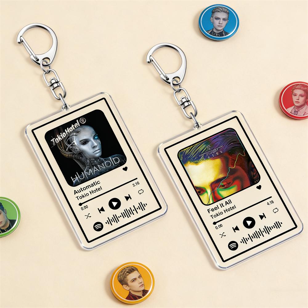Chic Studio Unisex Tokio Hotel Music Keychains For Women Accessories Bag Automatic Schrei Tom Bill Kaulitz Album Songs Keying Jewelry Fans Gifts
