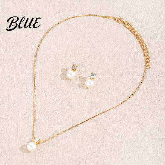 Women Jewelry Set 2Pcs/Set Imitation Pearl Necklace Earrings Adjustable Complete