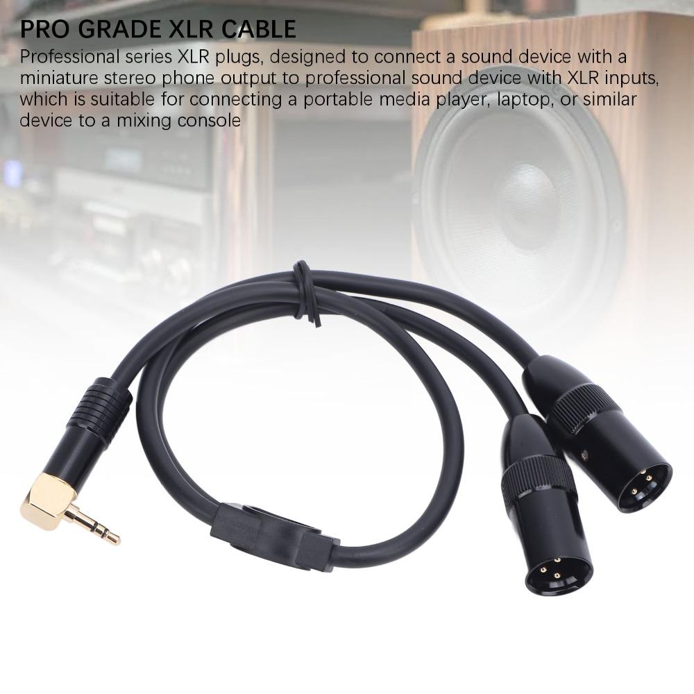 Flexible 3.5mm to Dual XLR Male 1/8 Stereo Y Splitter Cable Professional 3 Pin  Speakers Connection